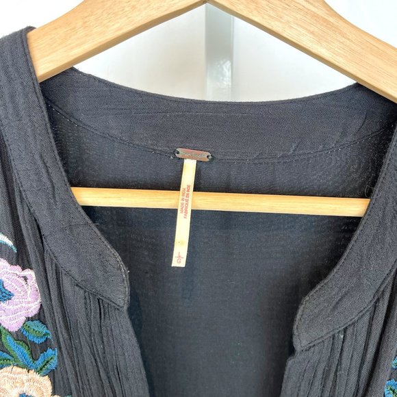 Free People Black Long Sleeve Dress with Floral Embroidery - Picture 5 of 9